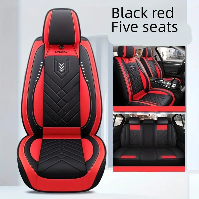 PU Leather Car Seat Covers, 5-Seat Front & Rear Durable Seat Cushions for All Cars