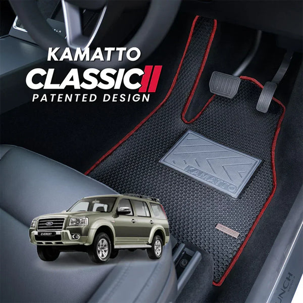 Ford Everest KAMATTO floor mats installed front view 2007-2017