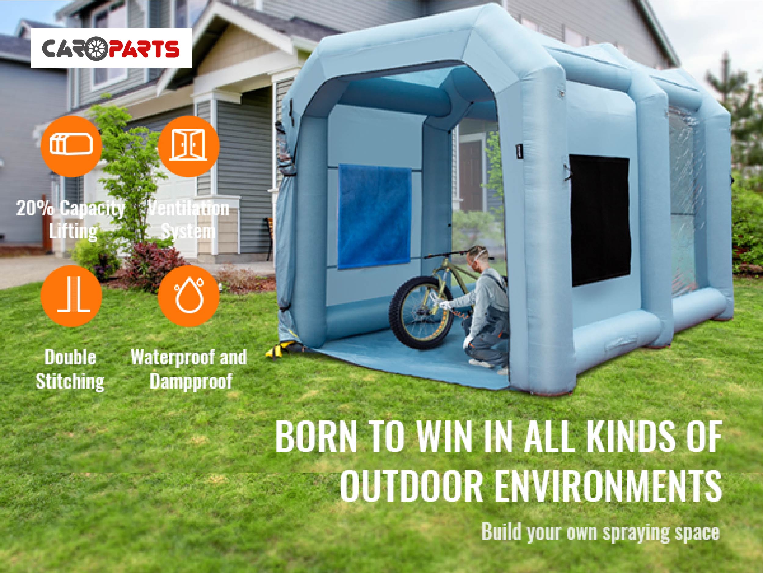 Inflatable Paint Booth, 13x10x9ft Inflatable Spray Booth, 950W High Powerful Blowers Spray Booth Tent