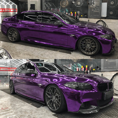 Glossy purple car in a showroom setting