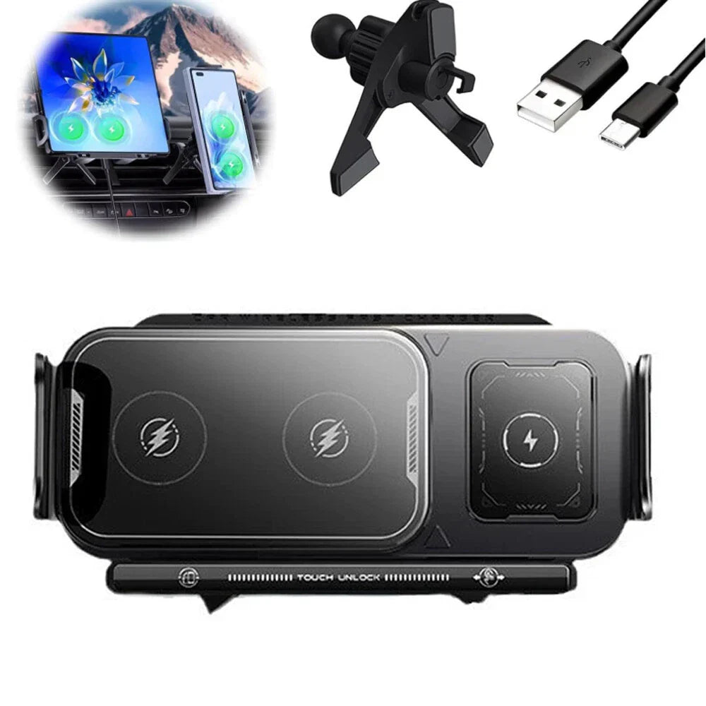 2024 Wireless Car Phone Holder, Dual Coil Fast Charging Mount