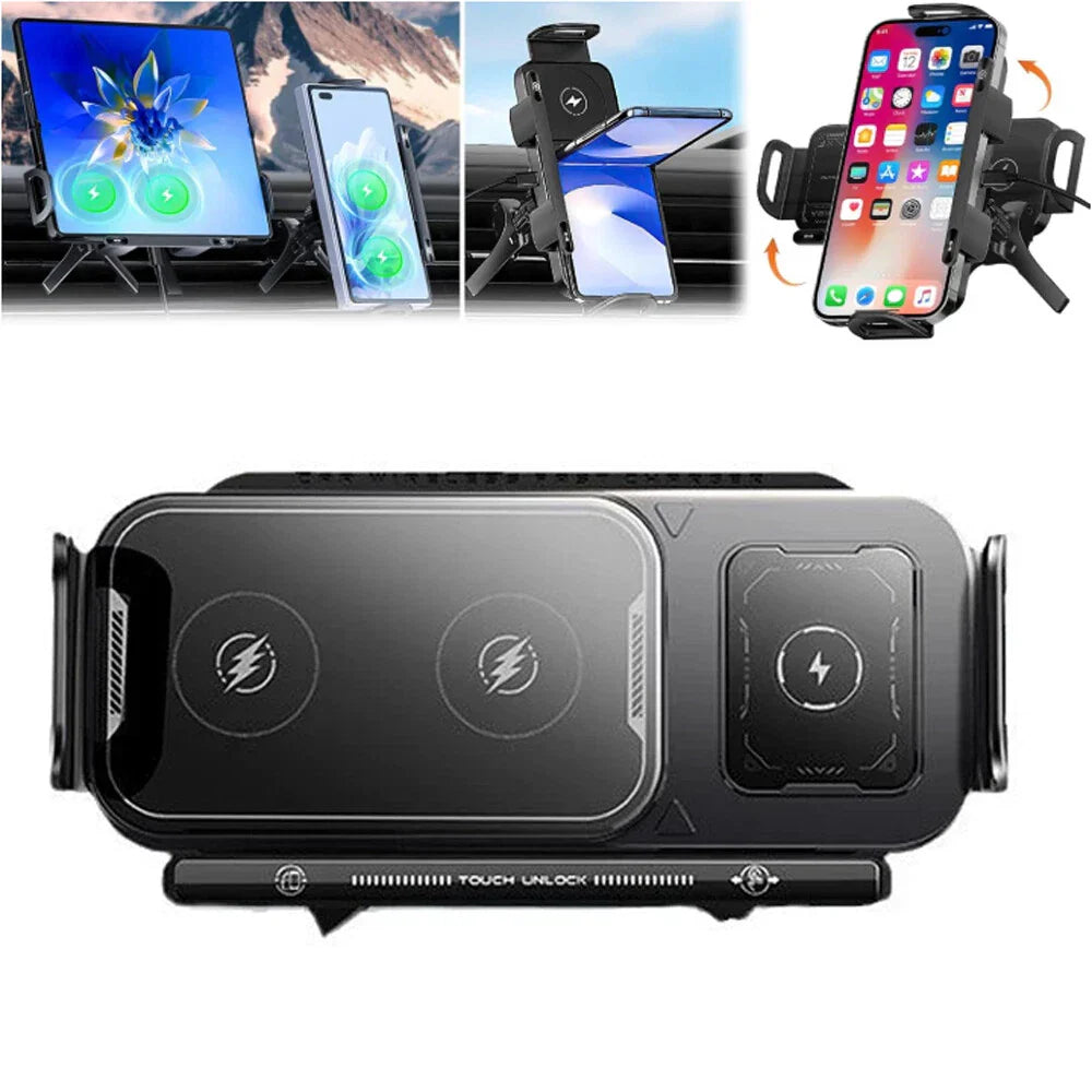 2024 Wireless Car Phone Holder, Dual Coil Fast Charging Mount