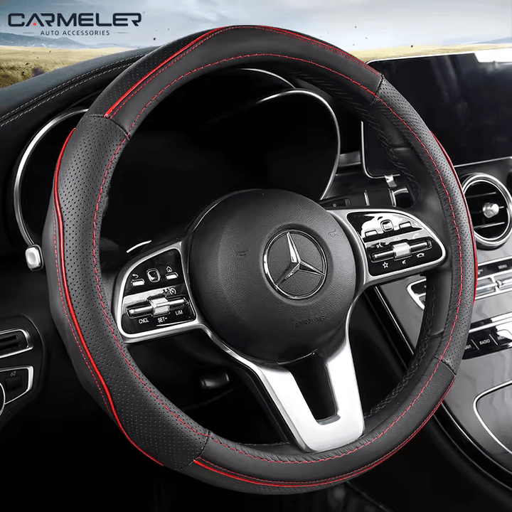 Universal Microfiber Leather Covers Breathable Anti-Slip Odorless Steering Wheel cover - Auto Parts England Auto Parts www.cars4part.com United Kingdom Black and Red 25.00