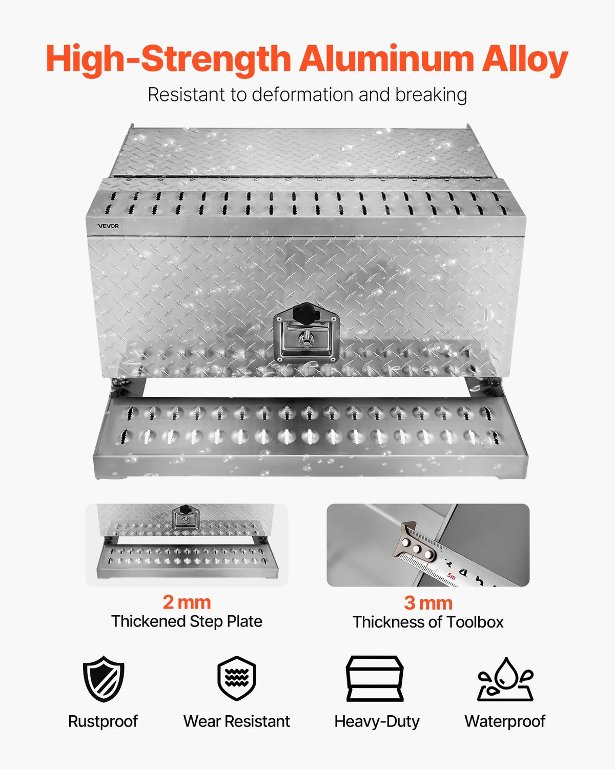Semi-Truck Step Tool Box, 30" x 29.5" x 15.8" Heavy-Duty Aluminum Diamond Plate Toolbox, Waterproof Cab Entry Step Storage Box with T-Handle Lock & Keys for Flatbed, Crane, and Semi Trucks