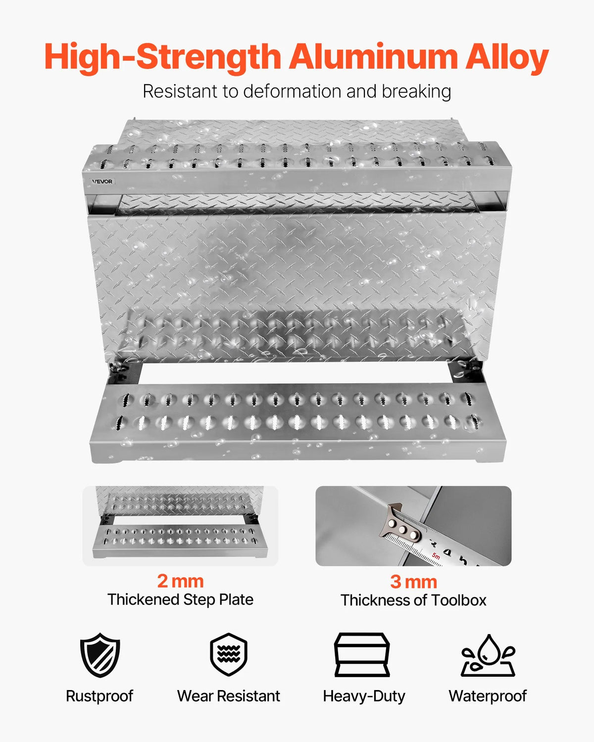 Semi-Truck Step Tool Box, 31" x 30" x 19" Heavy-Duty Aluminum Diamond Plate Toolbox, Waterproof Cab Entry Step Storage Box with Shock-Absorbing Latch for Flatbed, Crane, and Semi Trucks