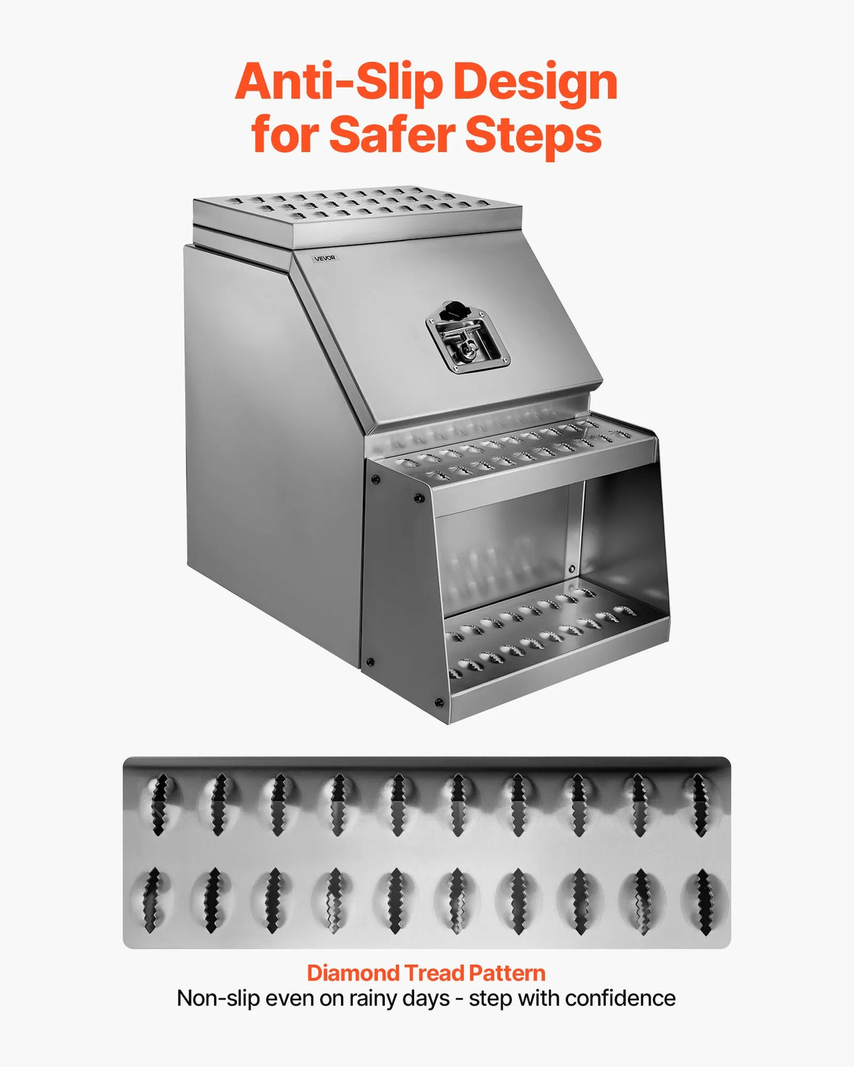 Semi-Truck Step Tool Box, 18" x 27.5" x 25.4" Heavy-Duty Aluminum Side Mount Toolbox, Waterproof Side Storage Saddle Step Box with T-Handle Lock & Keys for Semi Trucks and Flatbed Trailers