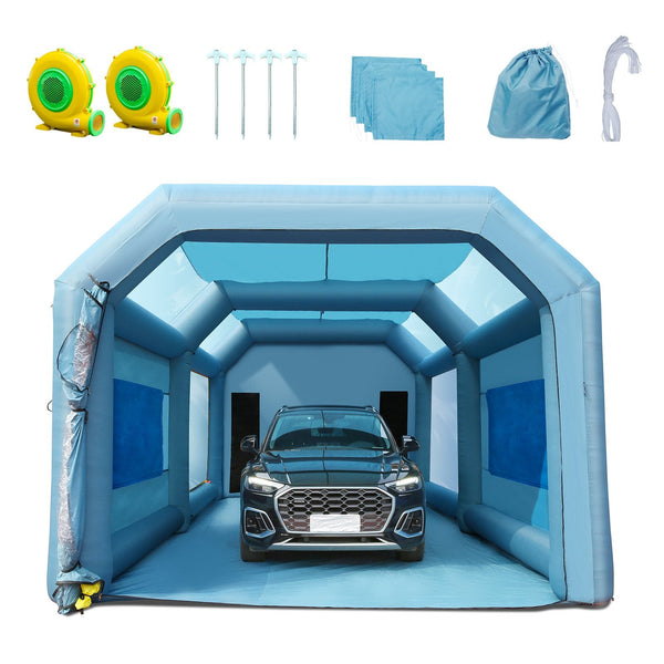 Inflatable Paint Booth, 28x16x11ft Inflatable Spray Booth, High Powerful 750W+950W Blowers Spray Booth Tent