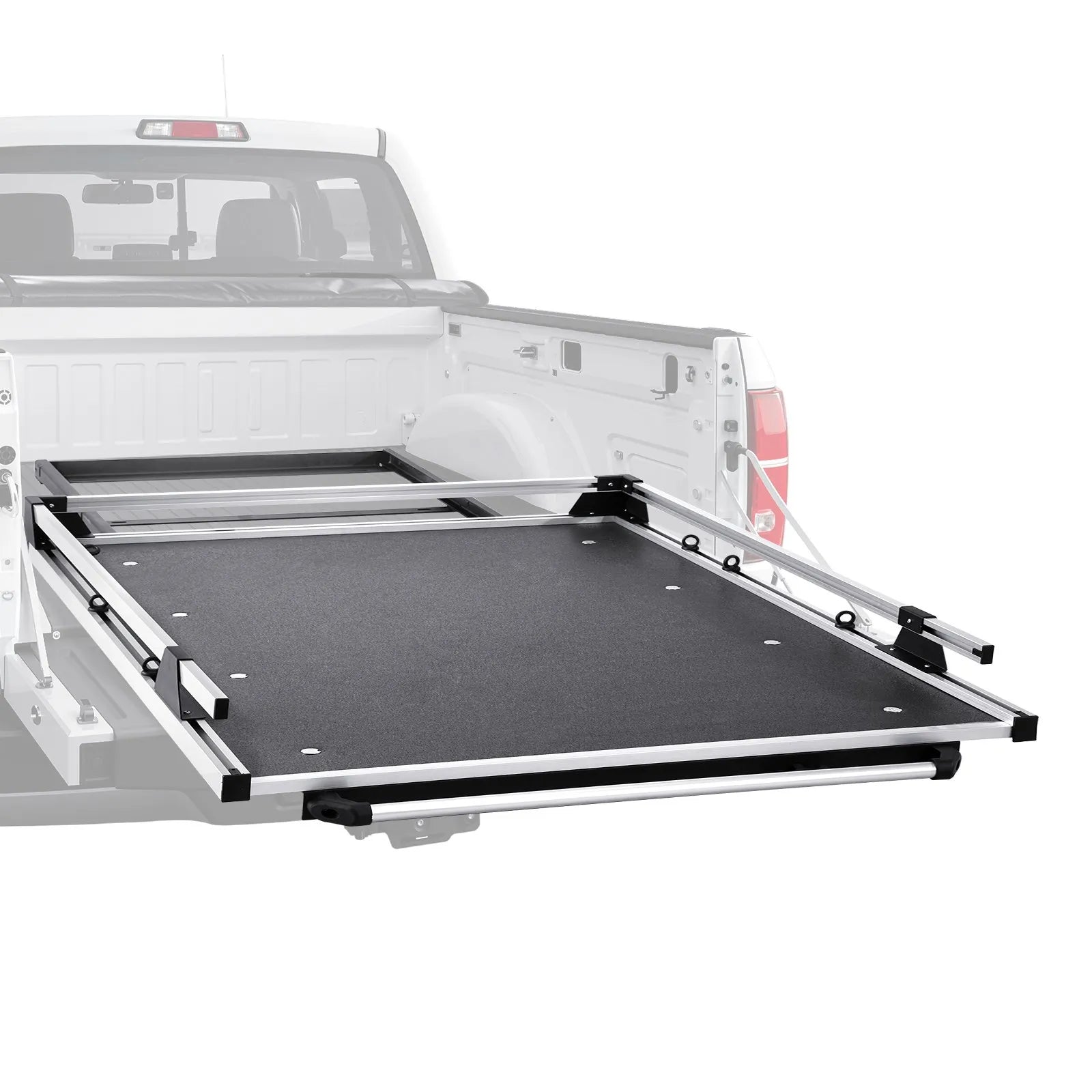 Sliding Truck Bed Organizer, 68 x 48 Inch Heavy-Duty Truck Bed Storage Drawer with 1000 lbs Capacity, 6 Movable Rings for Cargo Securing, 2-Position Slide-Out Tray for Pickup Trucks