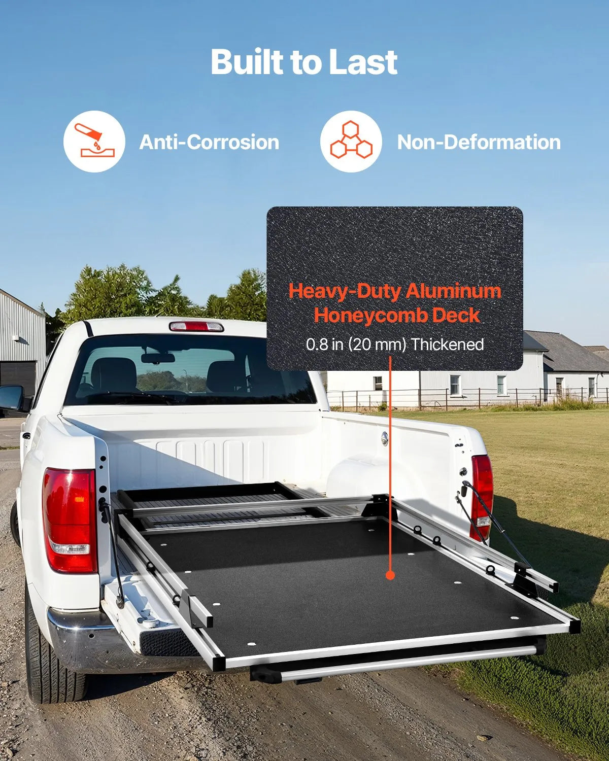 Sliding Truck Bed Organizer, 78 x 48 Inch Heavy-Duty Truck Bed Storage Drawer with 1000 lbs Capacity, 6 Movable Rings for Cargo Securing, 2-Position Slide-Out Tray for Pickup Trucks