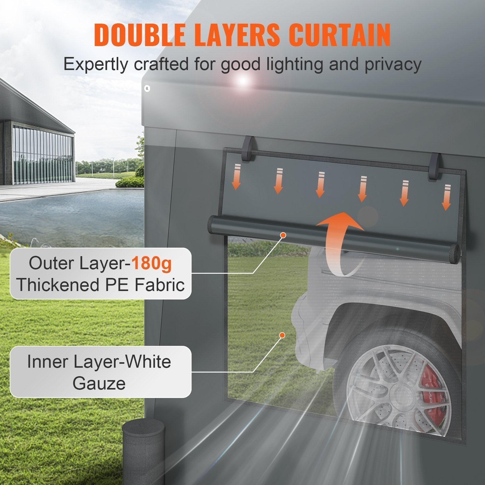 Heavy Duty 10x20ft Car Canopy, Outdoor Garage Shelter with Removable Sidewalls, Roll-up Ventilated Windows & Doors, UV Resistant Waterproof All-Season