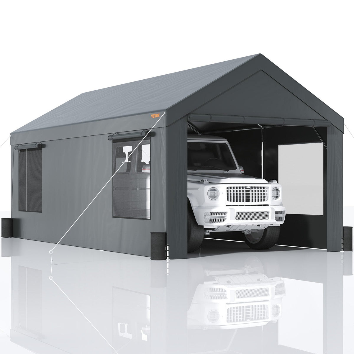 Heavy Duty 10x20ft Car Canopy, Outdoor Garage Shelter with Removable Sidewalls, Roll-up Ventilated Windows & Doors, UV Resistant Waterproof All-Season Gray 10'x20' 13'x20FT us_FBSJS810X20FT5MK7V0_original_img-v3_car-canopy-m100-1.2