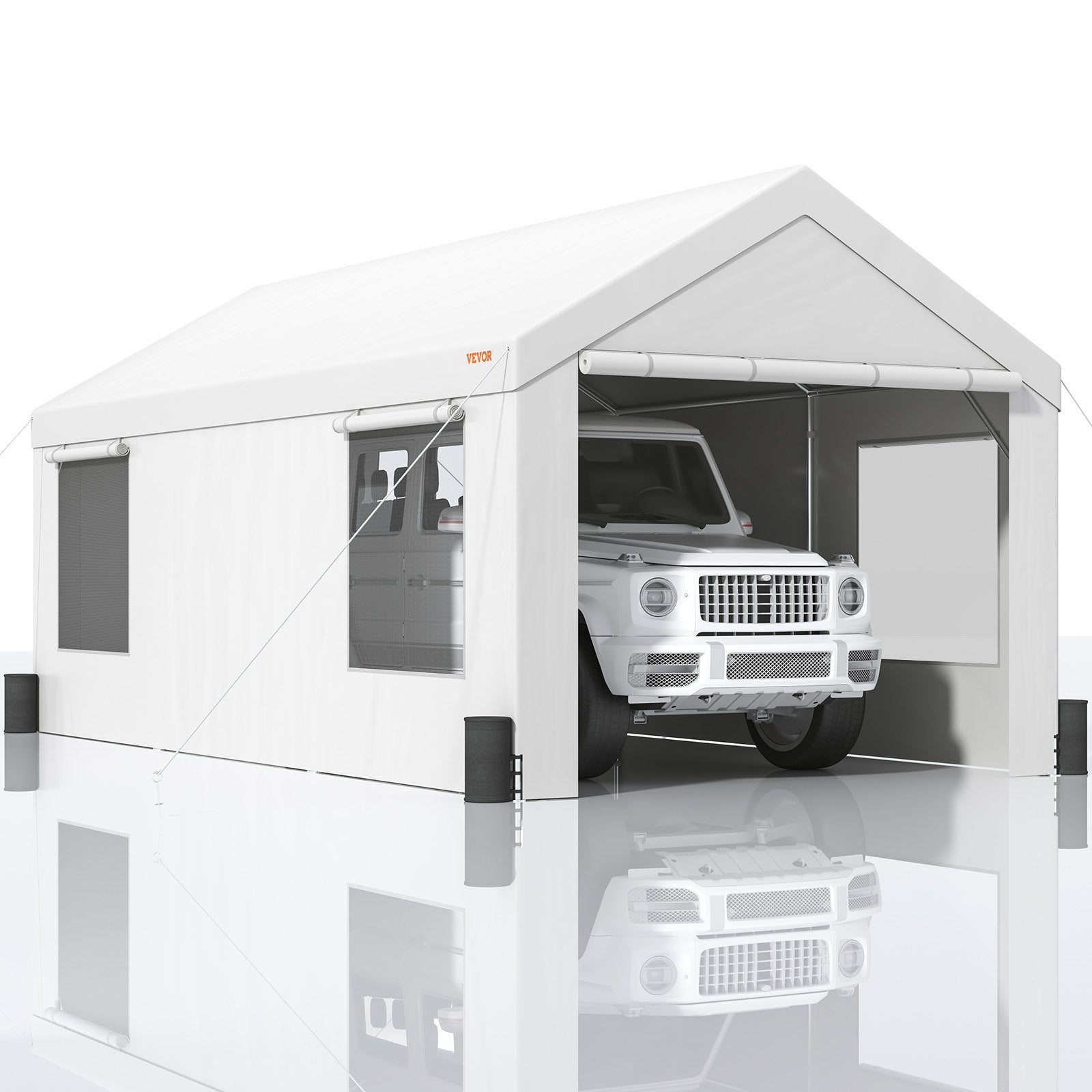 Heavy Duty 10x20ft Car Canopy, Outdoor Garage Shelter with Removable Sidewalls, Roll-up Ventilated Windows & Doors, UV Resistant Waterproof All-Season