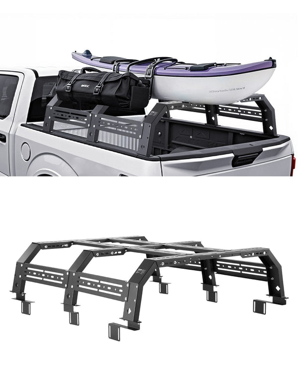 Overland Truck Bed Rack, 51.2-65.4 in Adjustable Width, Heavy-Duty Cargo Rack with Sidebar, 900 lbs Static Capacity, Compatible with Mid-Size Trucks Tacoma, Ranger, Gladiator JT, and Colorado