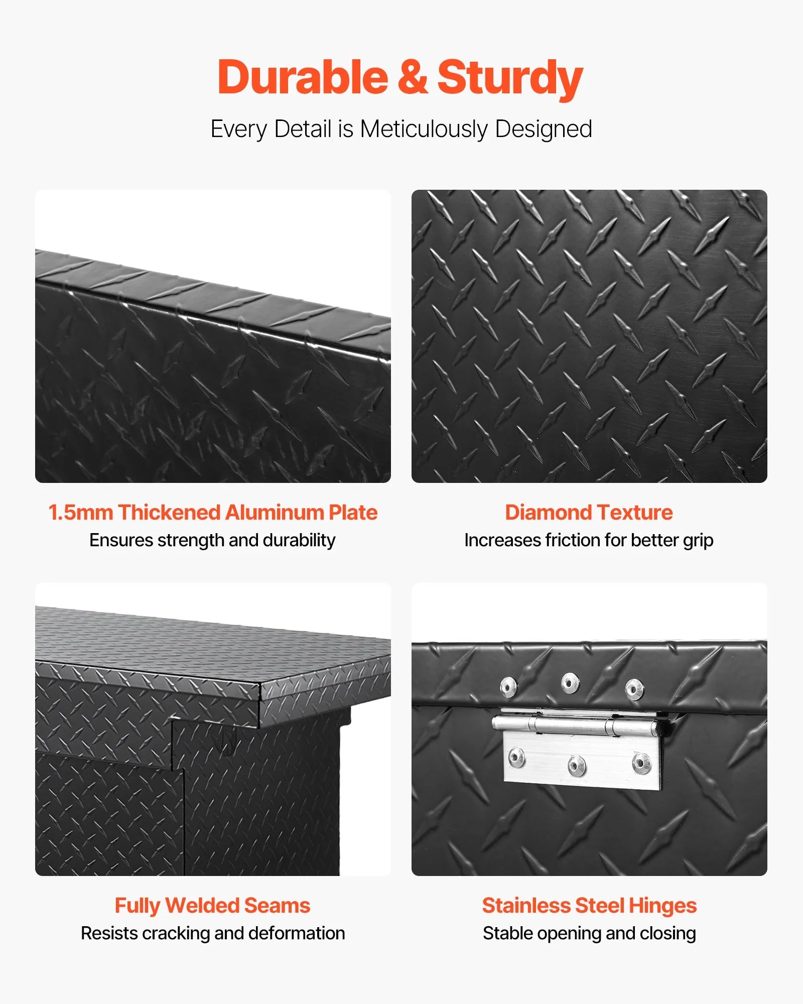 Crossover Truck Tool Box, 69 Inch Heavy-Duty Aluminum Toolbox with Diamond Plate Texture, Pickup Truck Bed RV Trailer Storage Organizer, Waterproof with Stainless Steel Lock, Keys & Side Handles