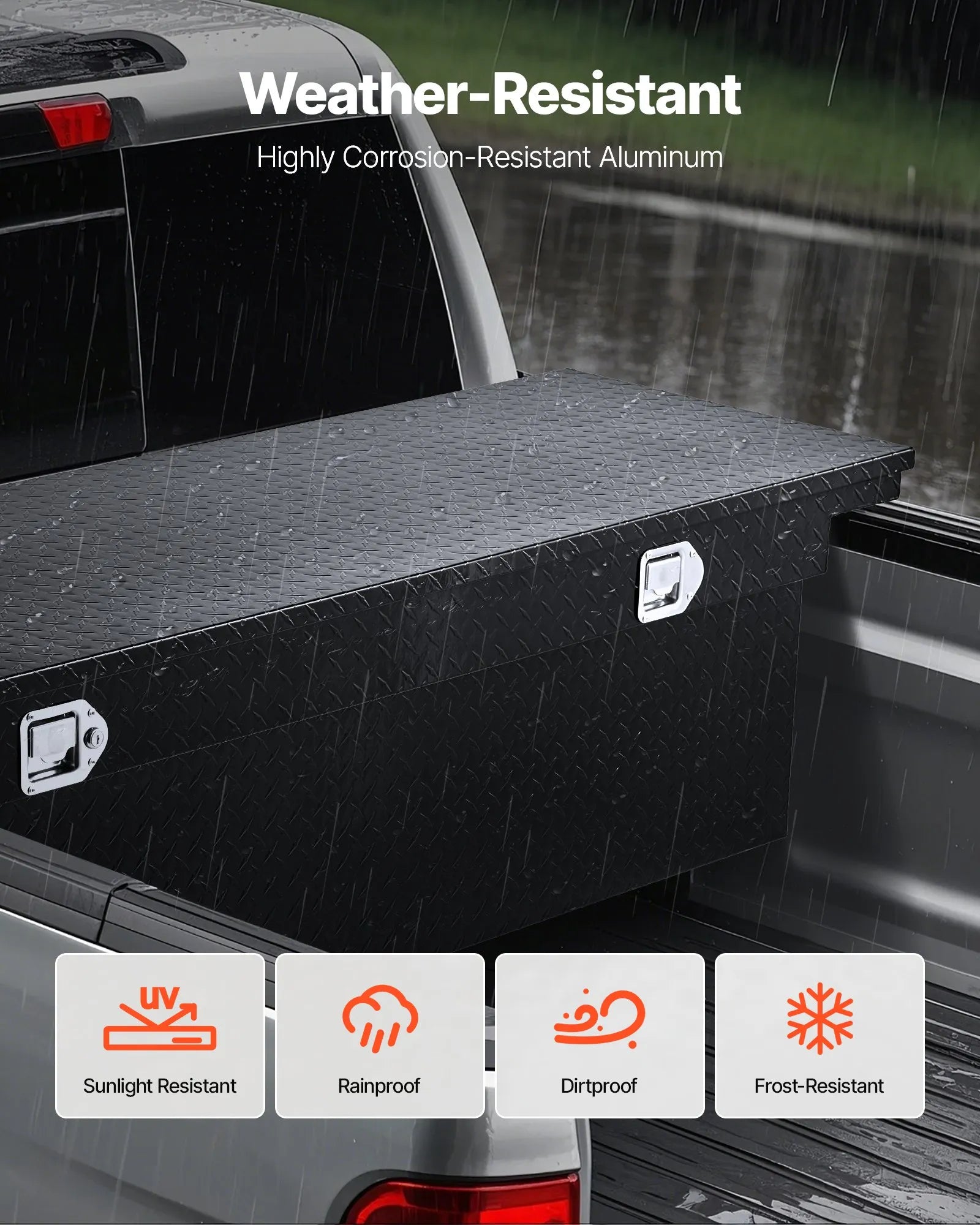 Crossover Truck Tool Box, 69 Inch Heavy-Duty Aluminum Toolbox with Diamond Plate Texture, Pickup Truck Bed RV Trailer Storage Organizer, Waterproof with Stainless Steel Lock, Keys & Side Handles