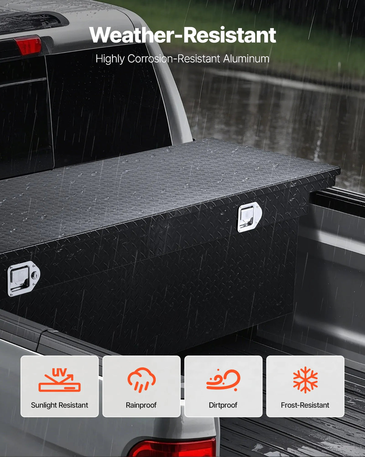 Crossover Truck Tool Box, 69 Inch Heavy-Duty Aluminum Toolbox with Diamond Plate Texture, Pickup Truck Bed RV Trailer Storage Organizer, Waterproof with Stainless Steel Lock, Keys & Side Handles