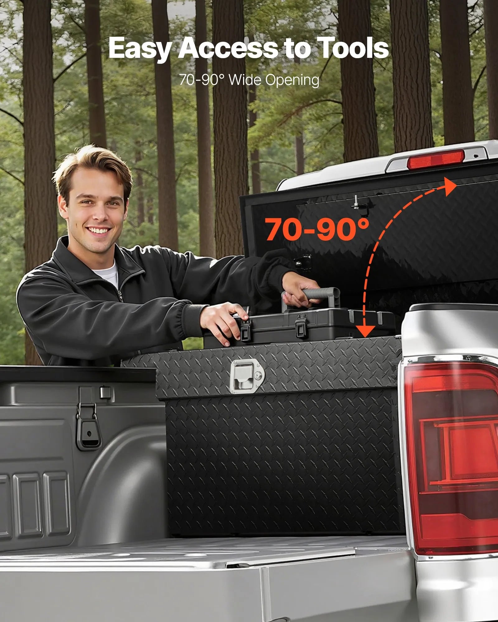 Crossover Truck Tool Box, 69 Inch Heavy-Duty Aluminum Toolbox with Diamond Plate Texture, Pickup Truck Bed RV Trailer Storage Organizer, Waterproof with Stainless Steel Lock, Keys & Side Handles