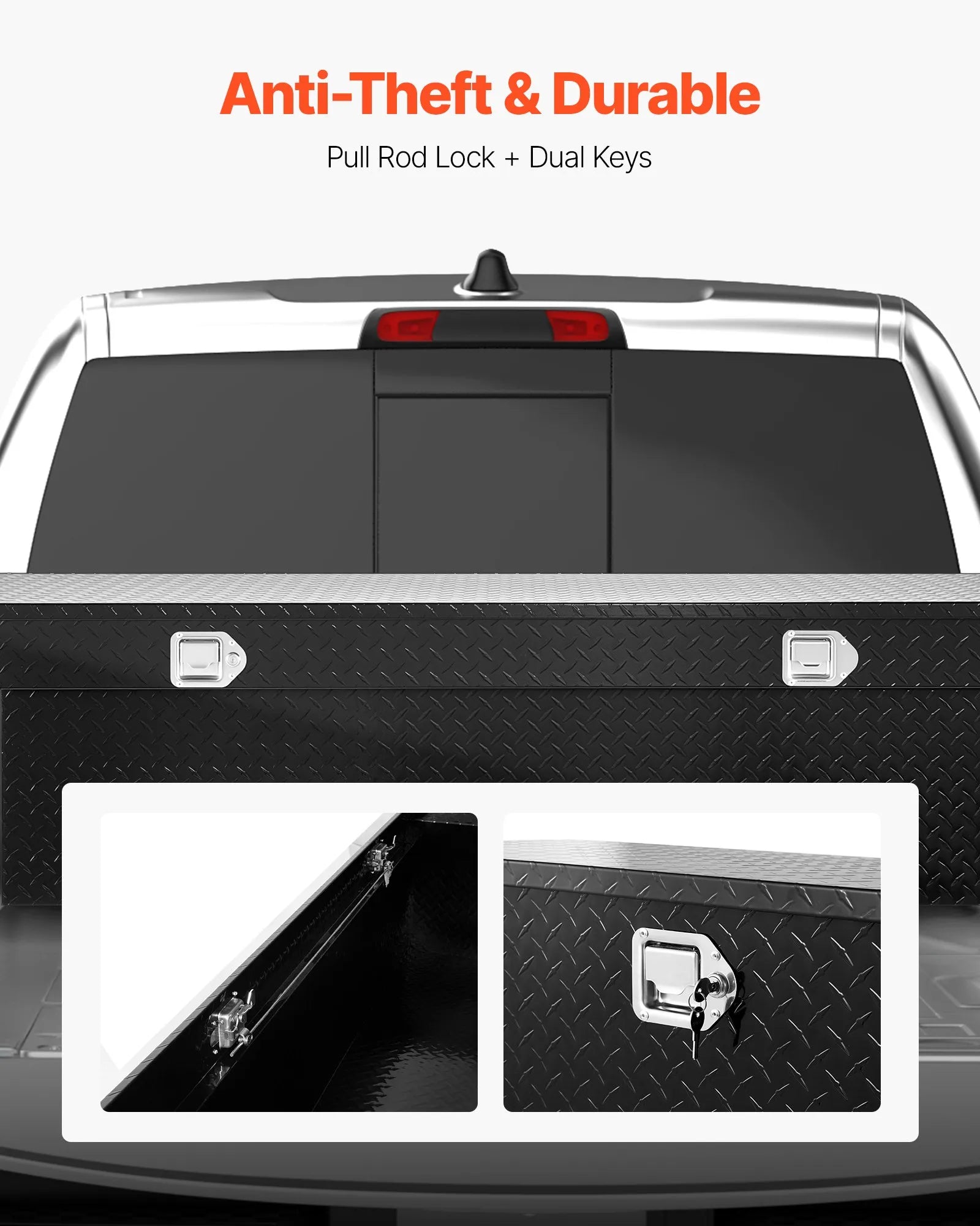 Crossover Truck Tool Box, 71 Inch Heavy-Duty Aluminum Toolbox with Diamond Plate Texture, Pickup Truck Bed RV Trailer Storage Organizer, Waterproof with Stainless Steel Lock, Keys & Side Handles