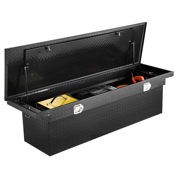 Crossover Truck Tool Box, 71 Inch Heavy-Duty Aluminum Toolbox with Diamond Plate Texture, Pickup Truck Bed RV Trailer Storage Organizer, Waterproof with Stainless Steel Lock, Keys & Side Handles