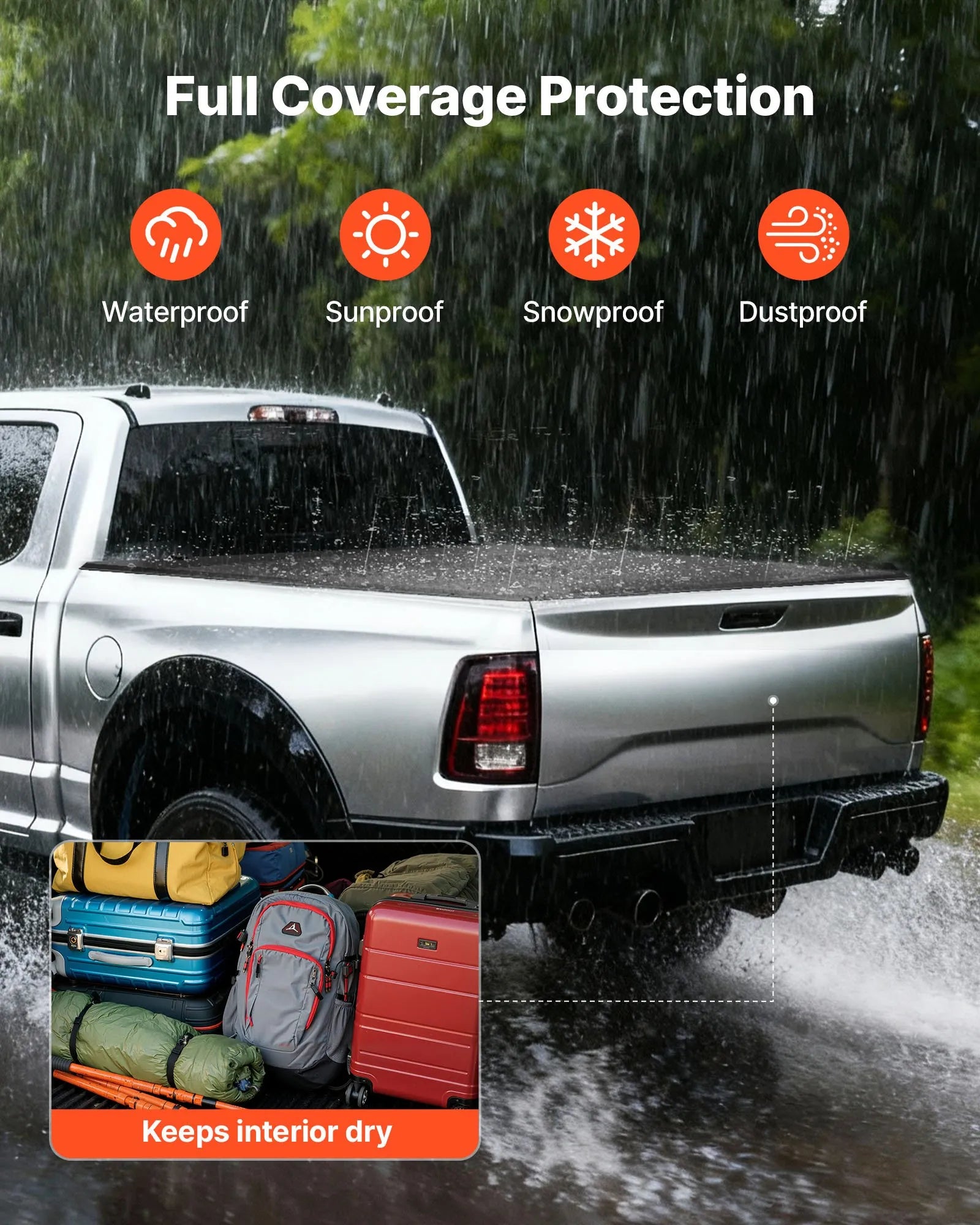Hard Tri-Fold Truck Bed Tonneau Cover – Fits 2019-2026 Dodge Ram 1500 (Classic & New) & 2003-2026 2500/3500 | 6.4 ft Bed | No-Drill Waterproof Folding Bed Cover