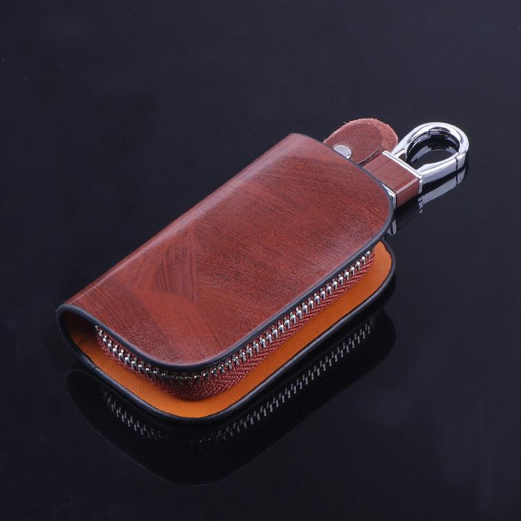 Wood Grain Leather Car Key Case Brown Mercedes-benz wood-grain-leather-car-key-case-auto-parts-16
